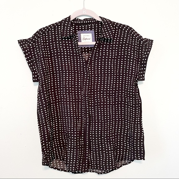 Jachs Girlfriend Top Button Down Shirt Black & White Sz S NWT Patterned - Picture 1 of 13